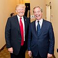 Donald Trump and Nigel Farage behind the scene of 2018 CPAC (cropped)