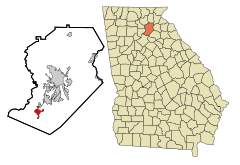 Hall County Georgia Incorporated and Unincorporated areas Flowery Branch Highlighted.svg