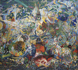 Archivo:Joseph Stella, 1913–14, Battle of Lights, Coney Island, Mardi Gras, oil on canvas, 195.6 × 215.3 cm, Yale University Art Gallery