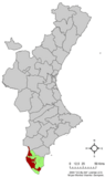 Localización de Orihuela respecto a la Comunidad Valenciana
