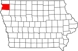 Map of Iowa highlighting Sioux County.svg