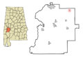 Marengo County Alabama Incorporated and Unincorporated areas Faunsdale Highlighted