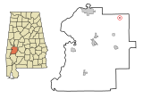 Marengo County Alabama Incorporated and Unincorporated areas Faunsdale Highlighted.svg