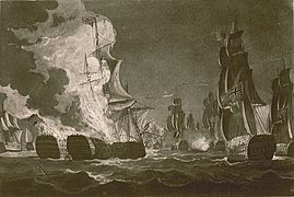 Navio Real Carlos y San Hermenegildo en llamas