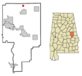 Tallapoosa County Alabama Incorporated and Unincorporated areas Goldville Highlighted