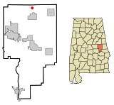 Tallapoosa County Alabama Incorporated and Unincorporated areas Goldville Highlighted.svg