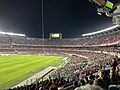 The Mas Monumental after its expansion with the new stands directly on the pitch in spring 2023 during a match between River Plate and Unión de Santa Fe