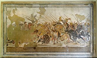 Archivo:Battle of Issus mosaic - Museo Archeologico Nazionale - Naples 2013-05-16 16-25-06 BW