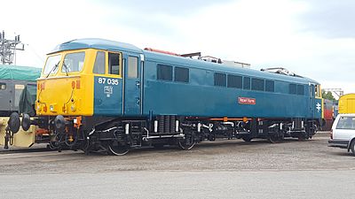 Archivo:Class 87 (87035) in BR Blue Livery at Crewe Heritage Centre