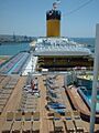 Cruise ship Costa Concordia lido deck (detail)