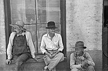 Frank Tengle, Bud Fields, and Floyd Burroughs, cotton sharecroppers, Hale County, Alabama.jpg