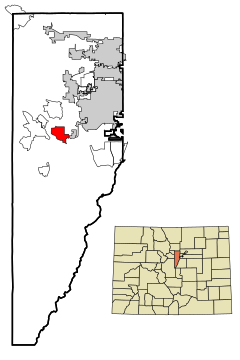 Jefferson County Colorado Incorporated and Unincorporated areas Indian Hills Highlighted.svg