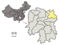 Location of Yueyang Prefecture within Hunan (China)