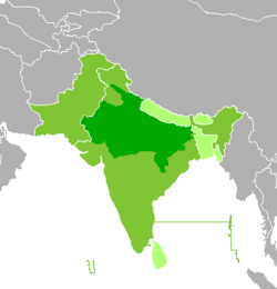 Mapa de las lengutas indostánicas