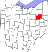 Mapa de Ohio con la ubicación del condado de Stark
