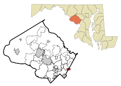 Montgomery County Maryland Incorporated and Unincorporated areas Hillandale Highlighted.svg
