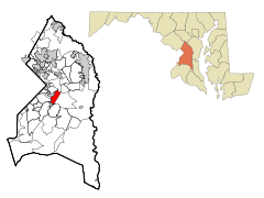 Prince George's County Maryland Incorporated and Unincorporated areas Forestville Highlighted.svg