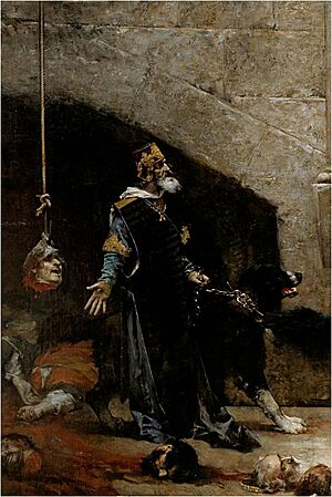 Archivo:Ramiro II de Aragón. Detalle de La Campana de Huesca (José Casado del Alisal)