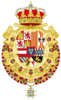 Royal Greater Coat of Arms of Spain (1700-1761) Version with Golden Fleece and Holy Spirit Collars.svg
