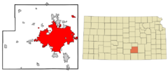Sedgwick County Kansas Incorporated and Unincorporated areas Wichita Highlighted.svg