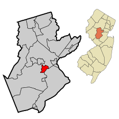 Somerset County New Jersey Incorporated and Unincorporated areas Manville Highlighted.svg