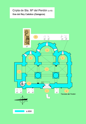 Archivo:Sos del Rey Catolico (Zaragoza) San Esteban 1 Planta cripta