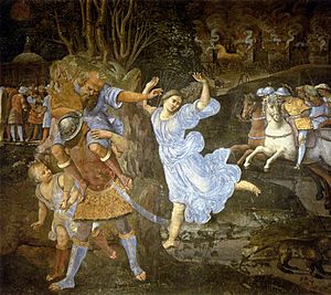 'Flight of Aeneas from Troy', fresco painting by Girolamo Genga, 1507-1510, Pinacoteca Nazionale, Siena.jpg