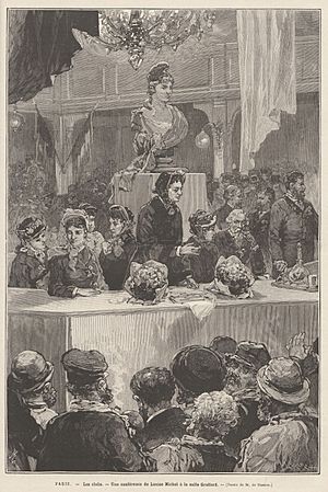 Archivo:1880-12-11, Le Monde illustré, Une conférence de Louise Michel à la salle Graffard
