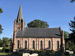 2023-08-31 17 16 17 The northwest side of the 1867 Sanctuary formerly occupied by the Ewing Presbyterian Church along Mercer County Route 611 (Scotch Road) in Ewing Township, Mercer County, New Jersey.jpg