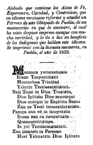 Archivo:Alabado en idioma mexicano de 1832