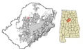 Jefferson County Alabama Incorporated and Unincorporated areas Cardiff Highlighted