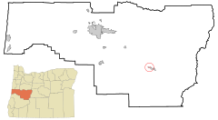 Lane County Oregon Incorporated and Unincorporated areas Westfir Highlighted.svg