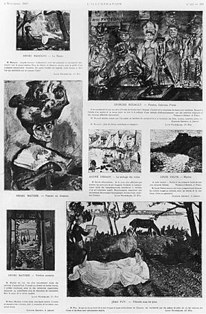 Archivo:Les Fauves, Exhibition at the Salon D'Automne, from L'Illustration, 4 November 1905