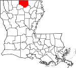 Mapa de Luisiana con la ubicación del Parish Union