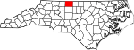 Mapa de Carolina del Norte con la ubicación del condado de Rockingham
