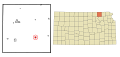 Marshall County Kansas Incorporated and Unincorporated areas Frankfort Highlighted.svg