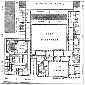 Archivo:Plan du premier étage du Palais-Royal après sa restauration par Fontaine 1833 - Espezel 1936 p201 (adjusted)