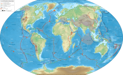 Archivo:Tectonic plates boundaries physical World map Wt 10degE centered-fr