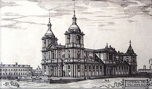 Archivo:Valladolid (España), Catedral. Proyecto ideal de Juan de Herrera, según Chueca-Goitia.