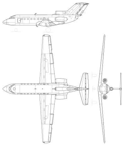Archivo:Yakovlev Yak-40 3-view line drawing