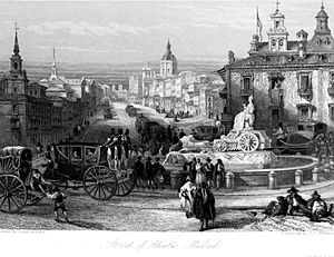 Archivo:Calle de Alcalá y Fuente de La Cibeles, 1838