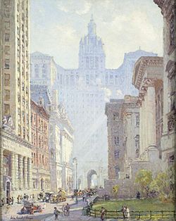 Archivo:Colin Campbell Cooper, Chambers Street and the Municipal Building, N.Y.C