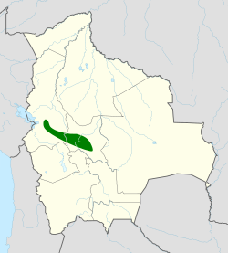 Distribución geográfica del tororoí boliviano.