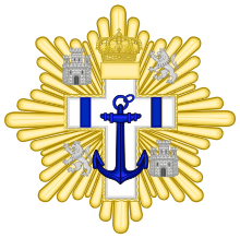 Grand Cross of the Naval Merit (Spain) - Blue Decoration.svg