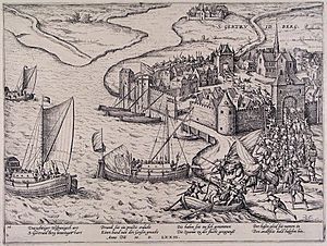 Archivo:Inname van Geertruidenberg door de Geuzen in 1572 (Frans Hogenberg)