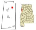 Lamar County Alabama Incorporated and Unincorporated areas Beaverton Highlighted