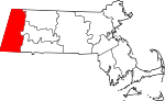 Mapa de Massachusetts con la ubicación del condado de Berkshire