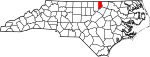 Mapa de Carolina del Norte con la ubicación del condado de Vance