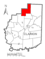 Map of Washington Township, Clarion County, Pennsylvania Highlighted