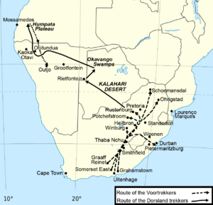 Archivo:Map of the Route of the Dorsland Trekkers